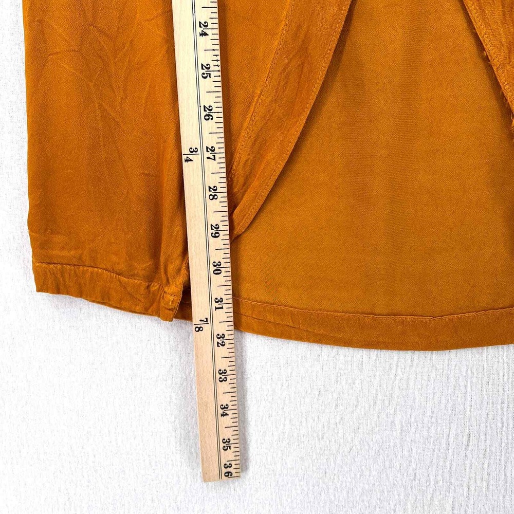 ENZA COSTA Hammered Satin Wrap Slip Skirt Women Medium Saffron Lightweight Midi - Picture 16 of 16